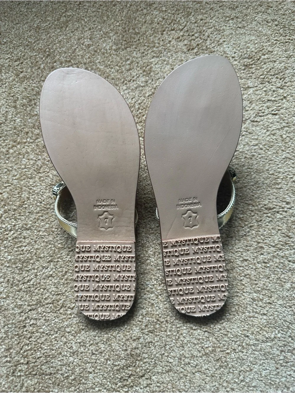 Mystique Boutique Nude Jeweled Thong Sandals
